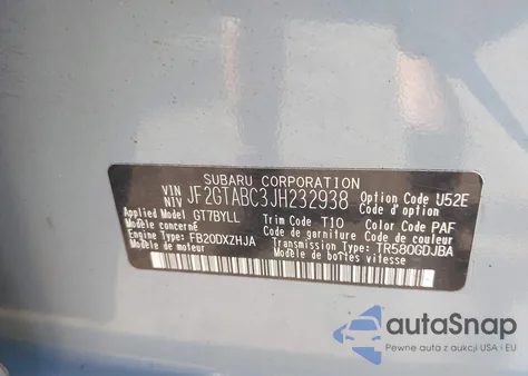 2018 Subaru Crosstrek Premium из США, поврежденный, VIN JF2GTABC3JH232938